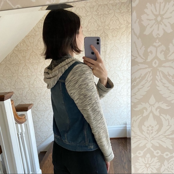 Jean Jacket with Sweater Sleeves - Picture 2 of 3